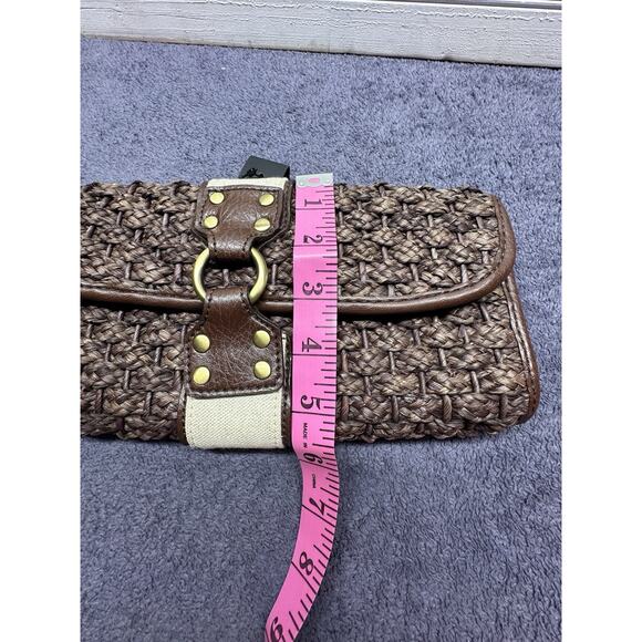 The Limit Brown woven Clutch purse NWT boho bag gold hardware - Picture 5 of 6